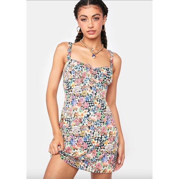 For Love and Lemons June Liberty London Wonderland Mini Dress sz XS - Picture 5 of 15